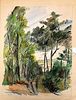 Jacqueline Barbet<br><br>Natural Landscape, 1947<br>Watercolor on paper, 45,5 x 35,5 cm<br>Natural Landscape is an original artwork realized by Jacque