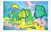 David Shapiro<br><br>Colorful Landscape<br>Lithograph on paper, 46 x 71 cm<br>The colorful landscape is a beautiful color lithograph on paper, realize