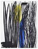 Hans Hartung<br><br>Influence, 1973<br>Print, 31 x 24.2 cm<br>Influence is an original colored print realized by Hans Hartung in 1973.<br><br><br>It c