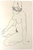 Egon Schiele<br><br>Kneeling Female Nude, Turning to the Right, 2007<br>Colored litograph, 50 x 33 cm<br>Kneeling Female Nude, Turning to the Right is