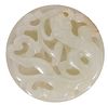 Chinese White Jade Chilong Disc Pendant