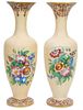 Attr. to Baccarat 2 Peach Overlay Opaline Vases