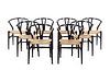 Hans Wegner(Danish, 1914-2007) Eight Wishbone Chairs, c. 2000,Carl Hansen & Son, Denmark