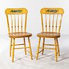Pair of Yellow Rounded Tablet-top Paint-decorated Chairs