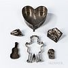 Five Tin Cookie Cutters and a Heart Pan