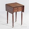 Classical Mahogany and Figured Maple Two-drawer Drop-leaf Worktable