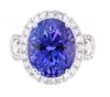 Deep Violet Blue Tanzanite AAA 9.53 ct. PT950 Ring