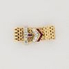 14K Gold Art Deco Diamond & Ruby Chain Link Ring