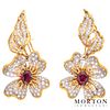 RUBIES AND DIAMONDS EARRINGS. 18K AND 14K WHITE AND YELLOW GOLD
