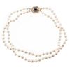 A 14K Pearl Necklace with Diamond & Sapphire Clasp