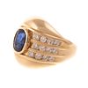 A Domed 2.00ct Sapphire & Diamond Ring in 14K