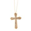 A Diamond Lined Cross Pendant in Gold w/ Chain