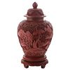 Chinese Cinnabar Lacquer Vase & Stand