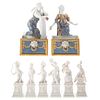 Two Capodimonte Figures & Six Nymphenburg Figures