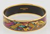 Hermes Wide Bangle Bracelet, with enamel black MC print, stamped "Hermes, Made in Austria Y" on the interior of the bangle, Dia.- 2...