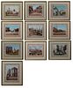 Group of Ten Color Prints of New Orleans Landmarks, 20th c., presented in bright gilt frames with marbled mats, Each- H.- 6 in., W.-...