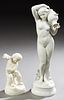 Continental School, Two Parian Figures: "The Bather," and "The Young Bacchus," late 19th c., Bather- H.- 15 1/2 in., .- 4 in., D.- 4...