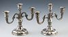 Pair of .835 Silver Baroque Style Three Light Candelabra, early 20th c., Germany, with an indiscernible maker's mark, H.- 9 5/8 in.,...