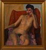 James Devita, "Seated Nude," c. 1940, oil on canvas, signed verso, presented in a gilt frame, H.- 19 1/2 in., W.- 17 1/2 in. Provena...