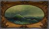 American School, "Rough Seas," early 20th c., oval pastel, presented in a period gilt and gesso frame, H.- 13 1/4 in., W.- 27 in.