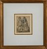 Dutch School, "Courtier and Lady in a Garden," 17th c., etching, signed in monogram in the plate "MF," lower left, presented in a be...