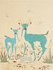 Woody Crumbo, Untitled (Deer and Fawn)