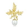 Tiffany & Co. Schlumberger Cultured Pearl Leaf Brooch