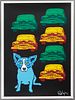 George Rodrigue (1944-2013, Louisiana), "Junkyard Dog," 1993, silkscreen, 46/90, silver pen signed and numbered lower right, shrink wrapped, H.- 35 1/