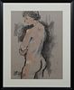 Don Wright (1938-2007, Louisiana), "Standing Nude Female from the Rear," 2002, charcoal and pastel, signed and dated lower left, presented in an eboni