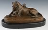 Victor Peter (1840-1918, French), "Lionne et lionceaux," 19th c., patinated bronze, with an impressed signature proper right front of base, verso with