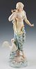 Meissen Style Polychromed Porcelain Figure of Leda and The Swan, 20th c., probably Volkstedt, the underside impressed "II97, and "19," H.- 16 1/4 in.,