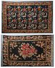 Two Black Kilim Style Flatweave Carpets, 20th c., with floral decoration, one 5' 4 x 8'2, the other 6'1 x 9' 5. (2 Pcs.)