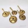 Five Early Brass Candleholders