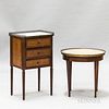 Two Louis XVI-style Mahogany and Walnut Marble-top Stands