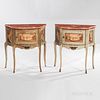 Pair of Italian Marble-top Painted Side Tables
