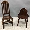 Two Continental Carved Oak Chairs