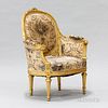 Louis XVI-style Upholstered Giltwood Bergere