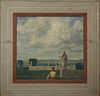 Walter Charles Klett (1897-1966), "Environs of Rome," 20th c., oil on masonite, signed lower right, titled verso, presented in a wide polychromed reed