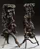 Pair of Chinese Rootwood Pedestals, late 19th/early 20th c., of twisted organic form, Taller- H.- 30 3/4 in., Dia.- 14 in., Smaller- H.- 29 7/8 in., D
