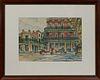 Johnny Donnels (1954-2009, New Orleans), "Pontalba Apartments," 20th c., watercolor, signed lower left, presented in a mahogany frame, H.- 9 3/4 in., 
