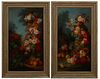 Dutch School, "Elaborate Floral and Fruit Still Life," early 20th c., pair of oils on canvas, one signed in monogram lower right "HB," presented in po