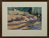 James W. Eaton, "Boats on the Shore," 1963, watercolor, signed and dated lower left, presented in a mahogany frame, H.- 12 1/2 in., W.- 18 1/2 in. Pro