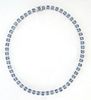 14K White Gold Link Necklace, each of the 56 links with two horizontal blue sapphires, flanked on one side by two round diamonds, total sapphire wt.- 