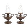 Pair Classical Style Bronze Urn Oil Lamps