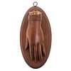 American Carved Wood Hand Form Match Safe