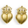 Kieselstein Cord 18kt Gold Heart Crown Earrings