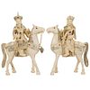 (2 Pcs) Antique Chinese Carved Horse Riders