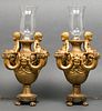 Fr. Neoclassical Dore Bronze Candelabra Lamps, Pr