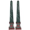Green & Red Marble Grand Tour Obelisk, Pair