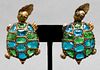 Isabel Canovas Turtle Gold-Tone & Gripoix Earrings
